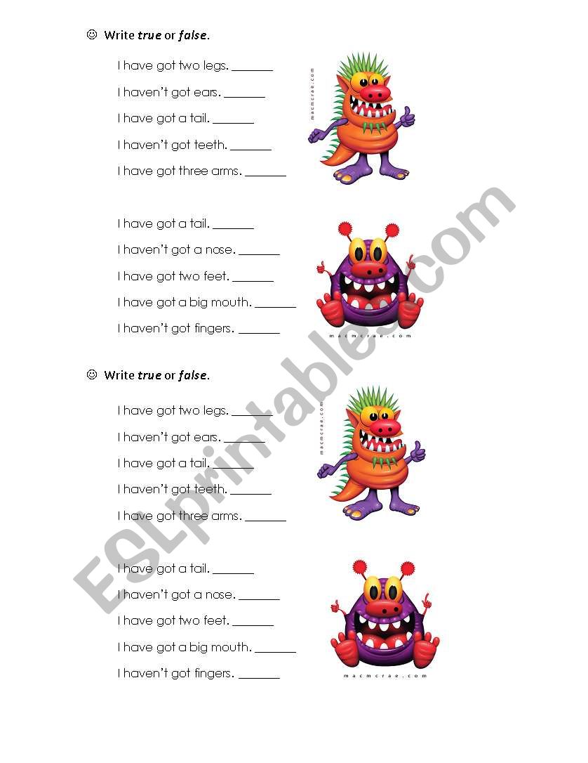 Write true or fales worksheet