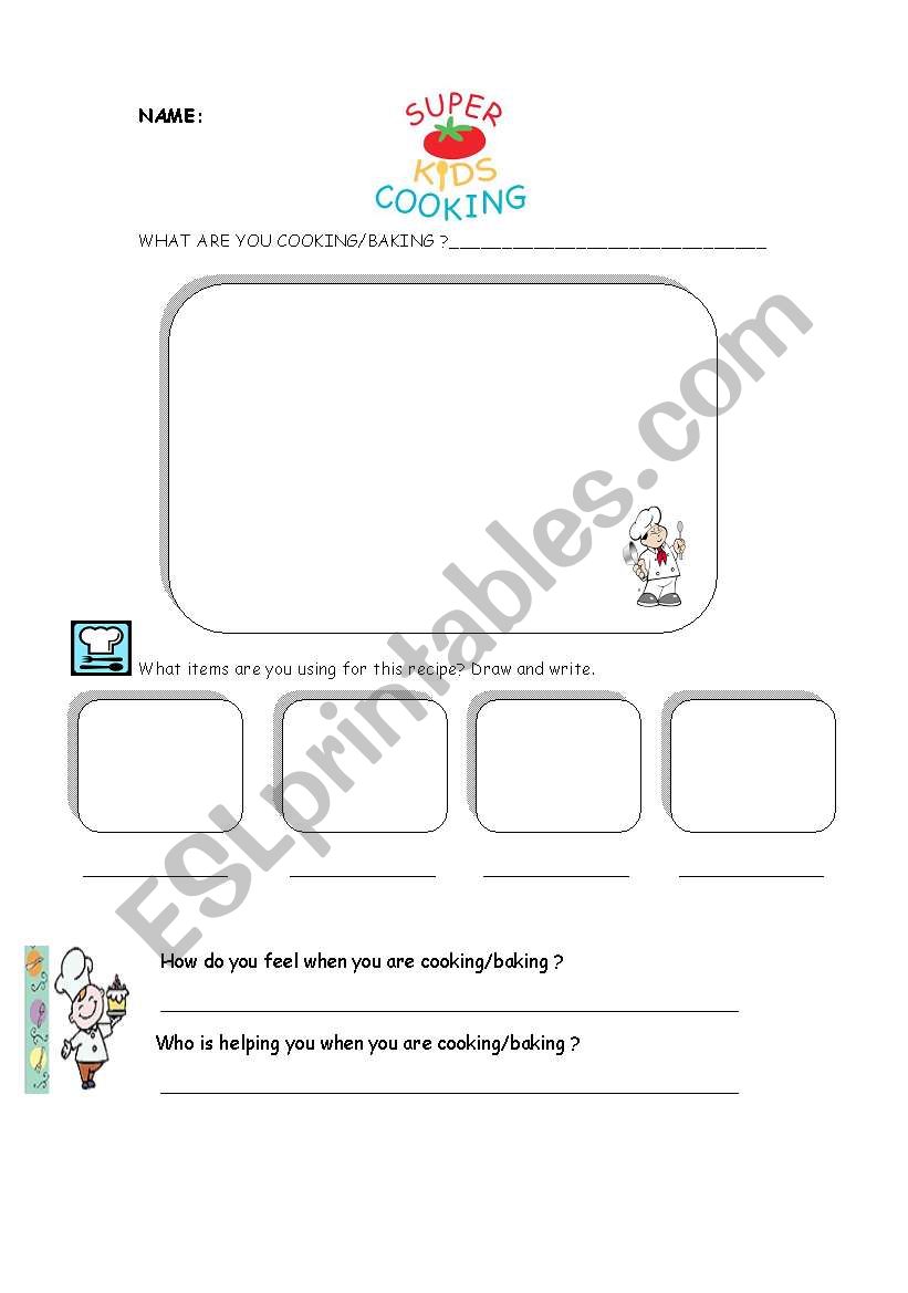 super kids cooking worksheet