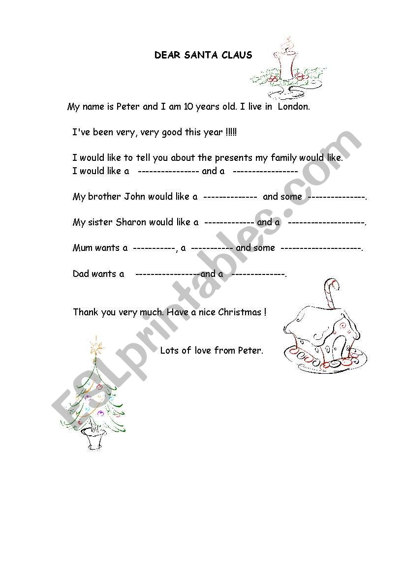 Dear Santa worksheet