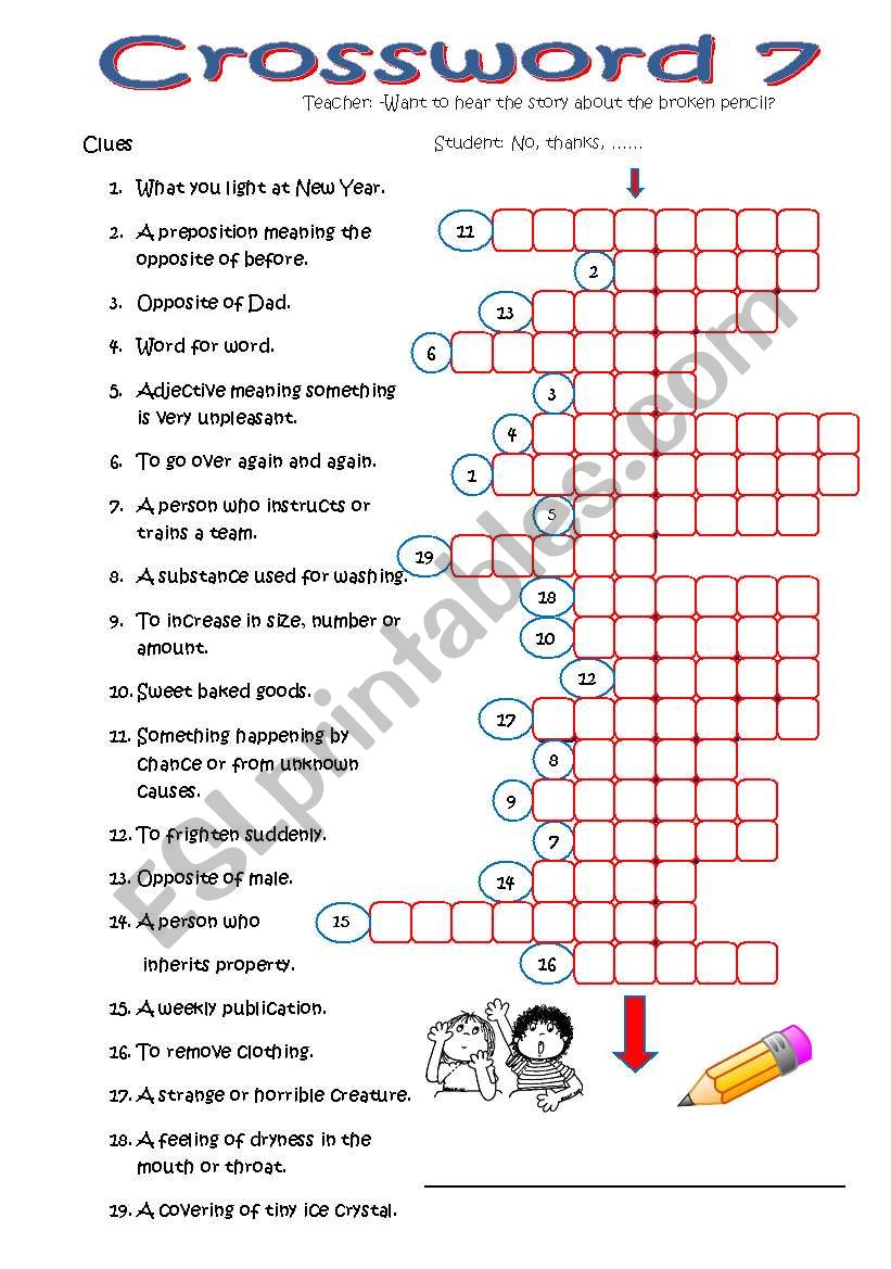 Crossword 7 (key included) worksheet