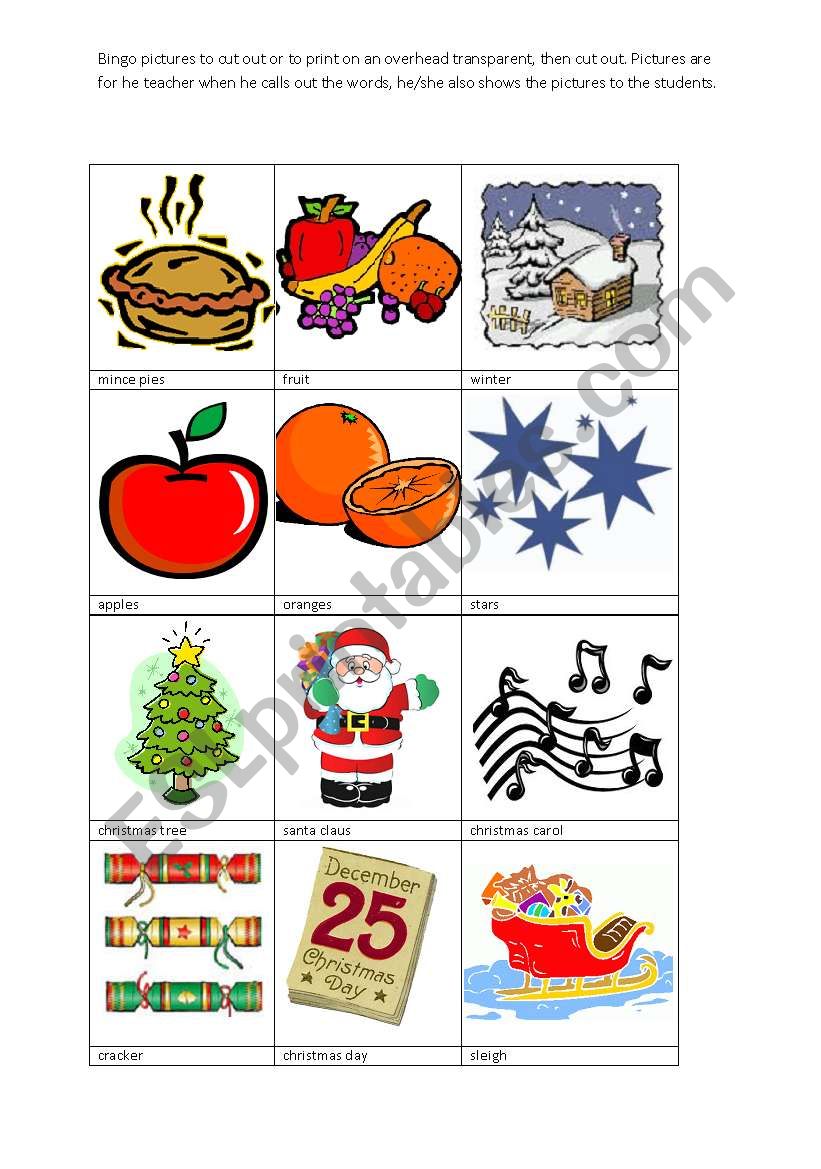 Christmas Bingo 2 worksheet