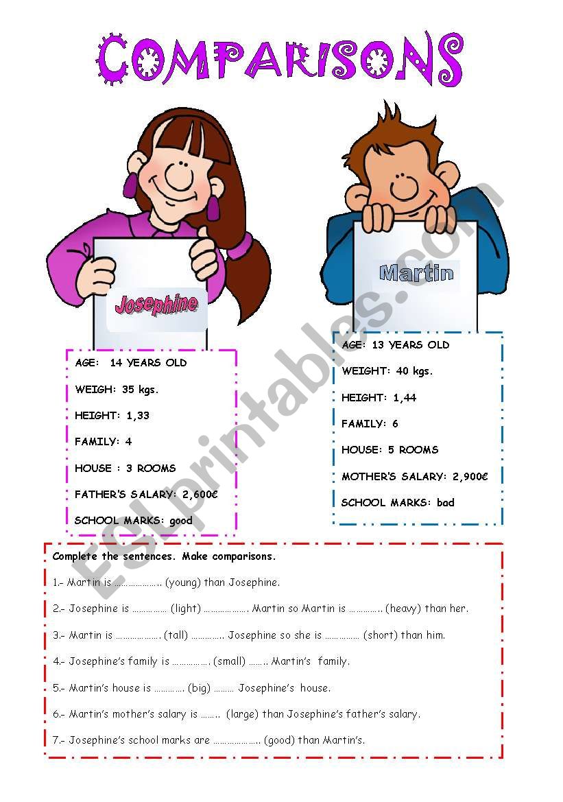 COMPARISONS worksheet