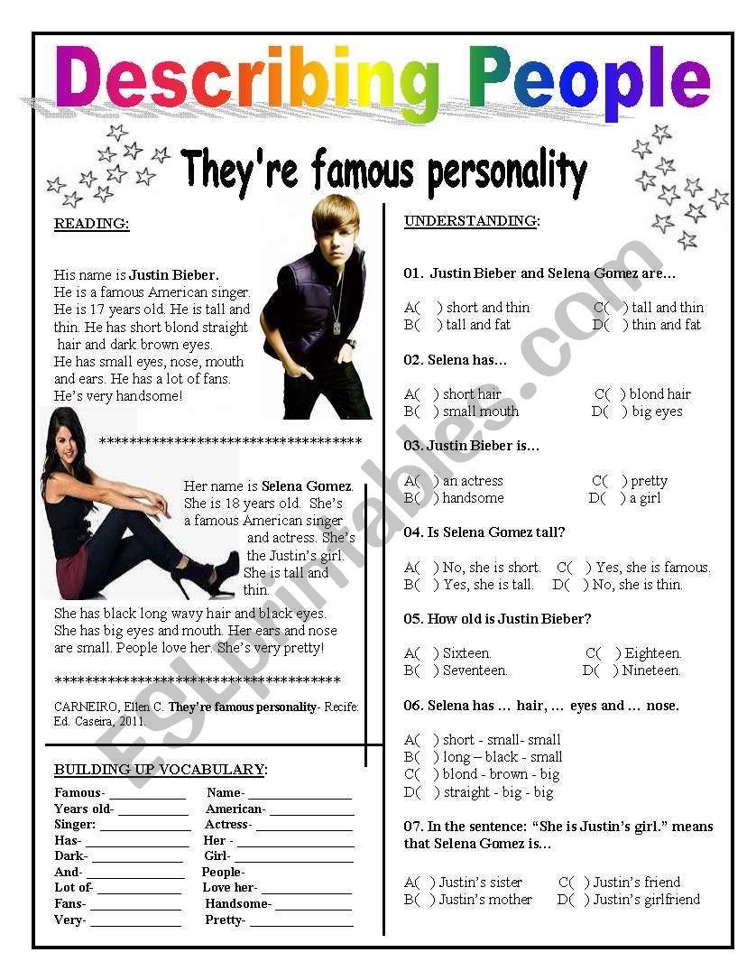 Describing People worksheet