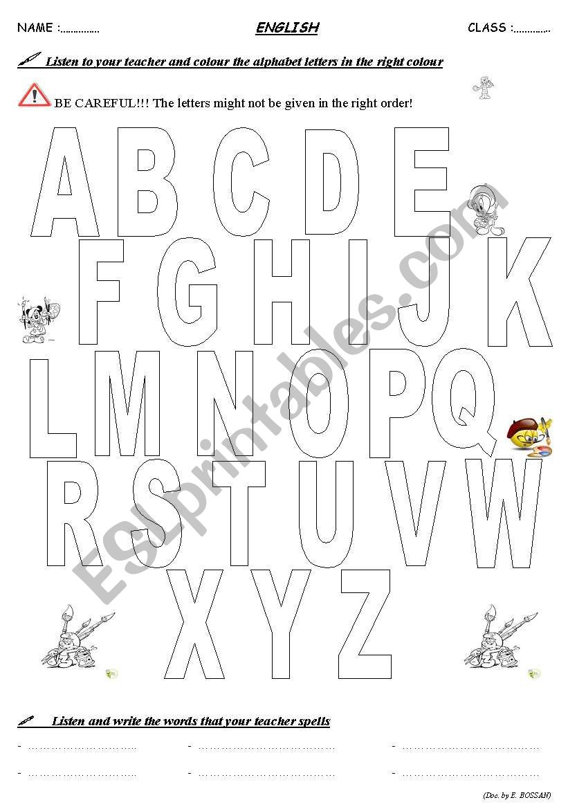 Alphabet /colours worksheet