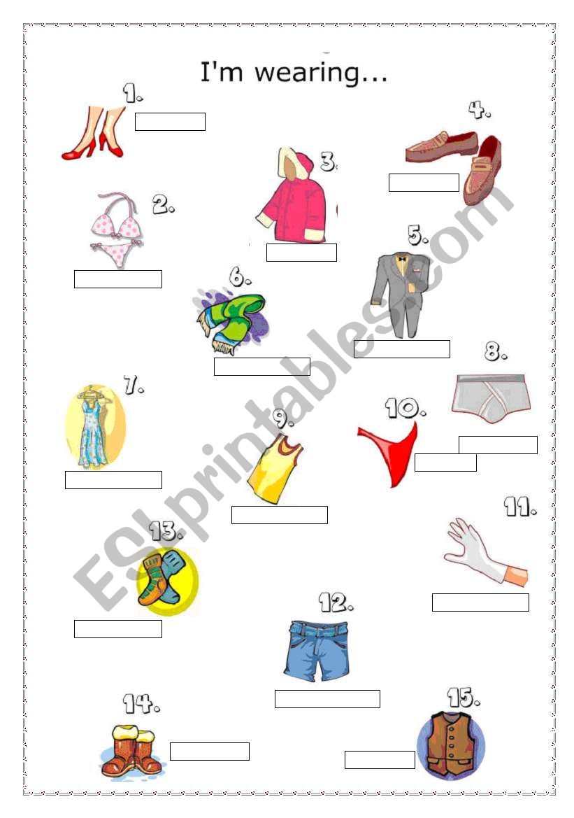 Clothes worksheet