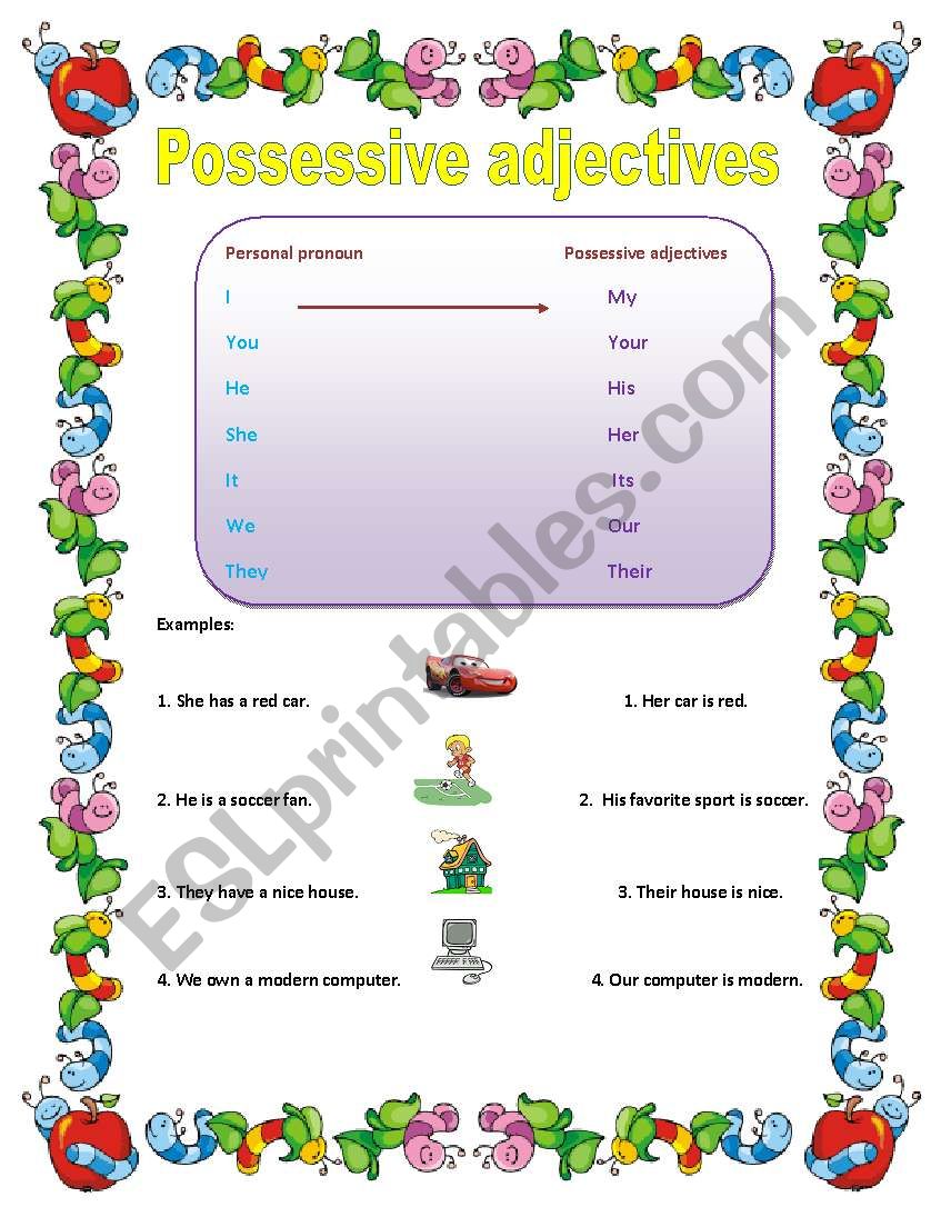 Possessive adjectives worksheet