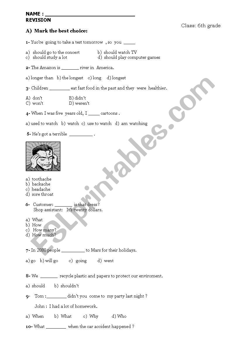 TEST -LANGUAGE AND READING worksheet