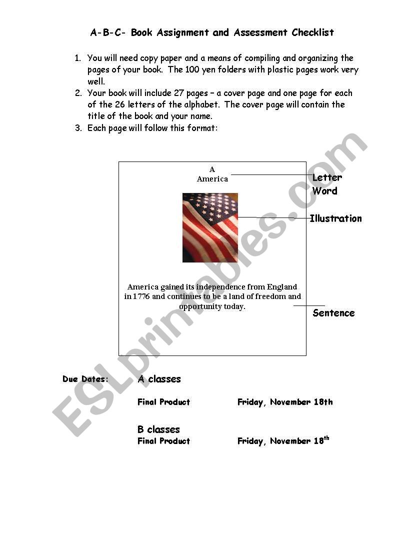 ABC Book rubric worksheet