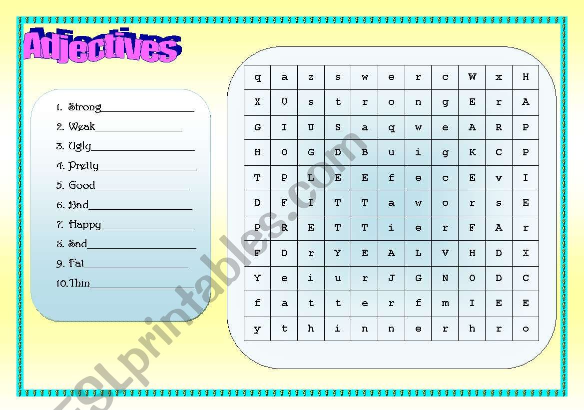 Adjectives-Opposites worksheet