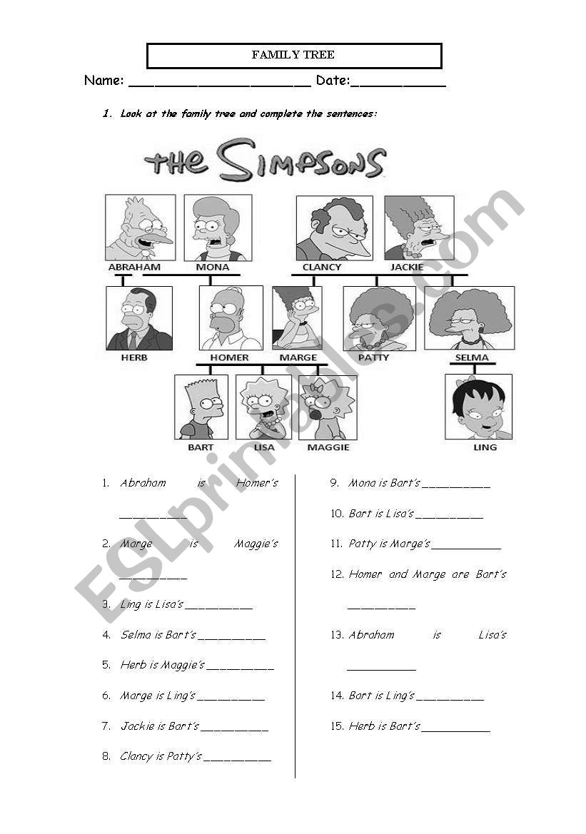 Family tree  worksheet