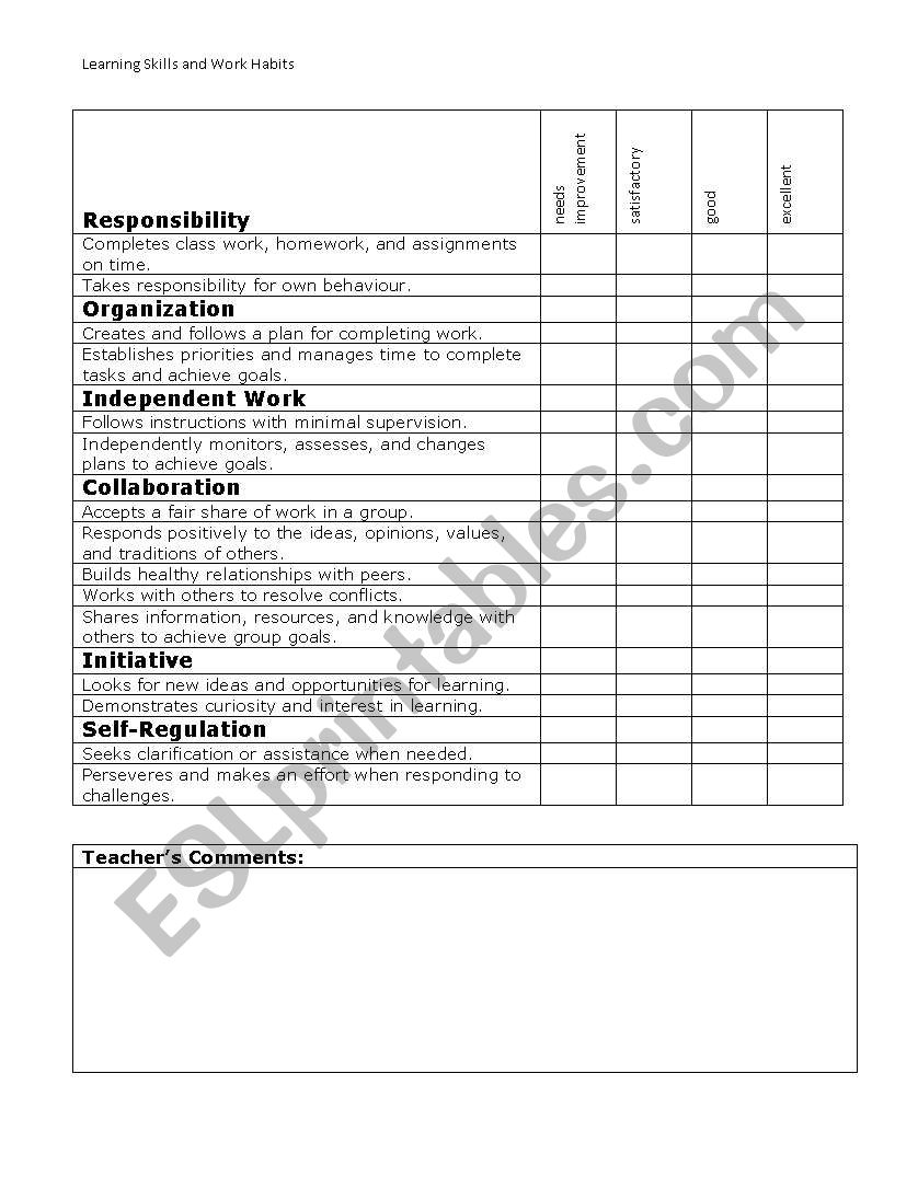 Report Card Marks and Comments