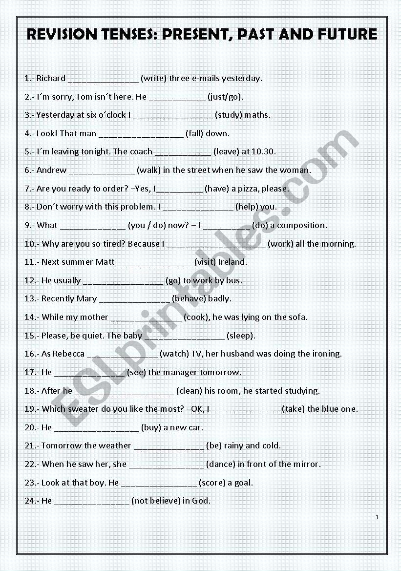 Present Past And Future Tense Worksheets Worksheets