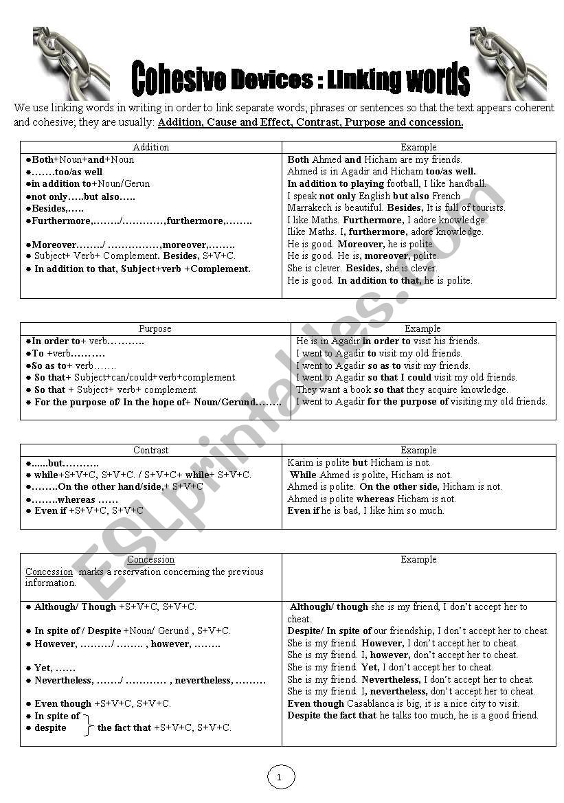 Linking Words worksheet