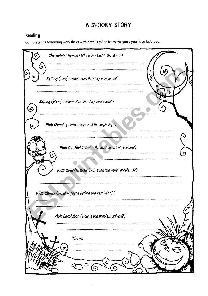 A spoky story worksheet