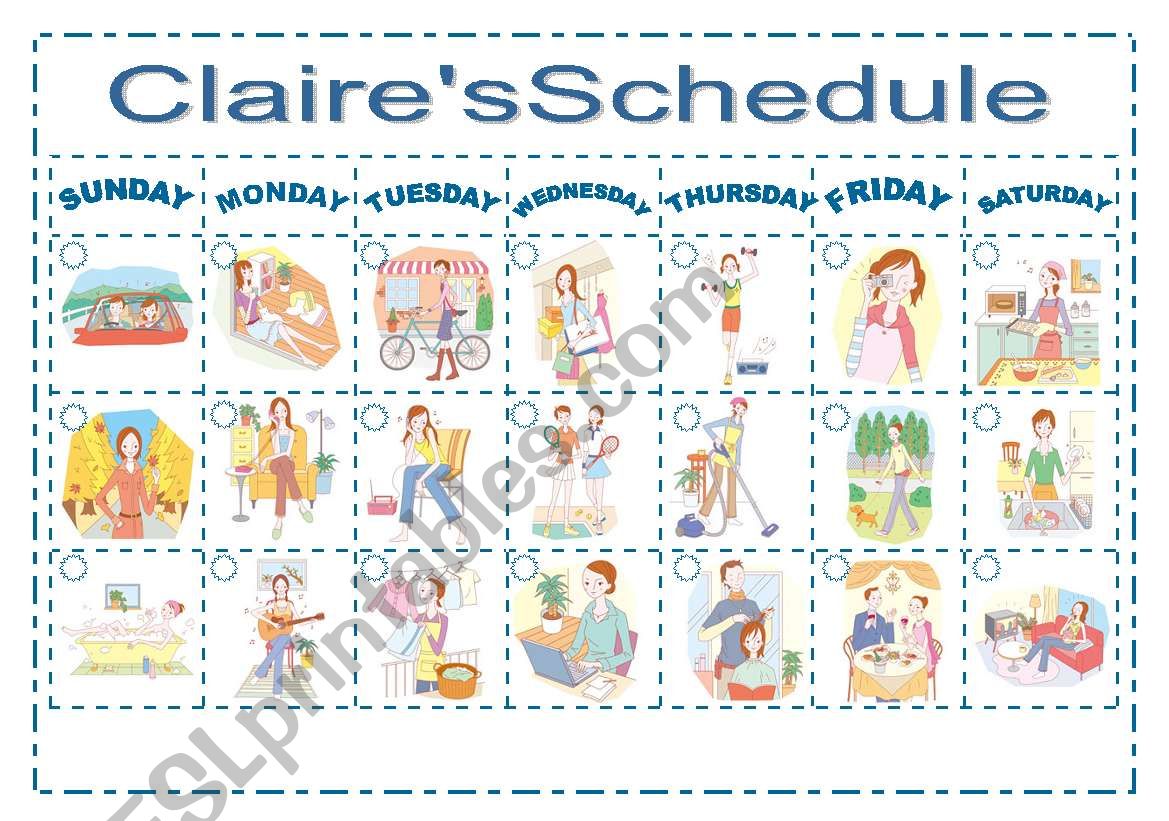 ClaireÂ´s Schedule - Present Simple Practice