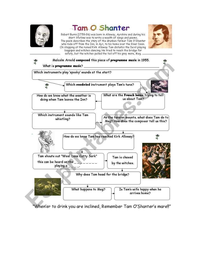 Tam O Shanter worksheet