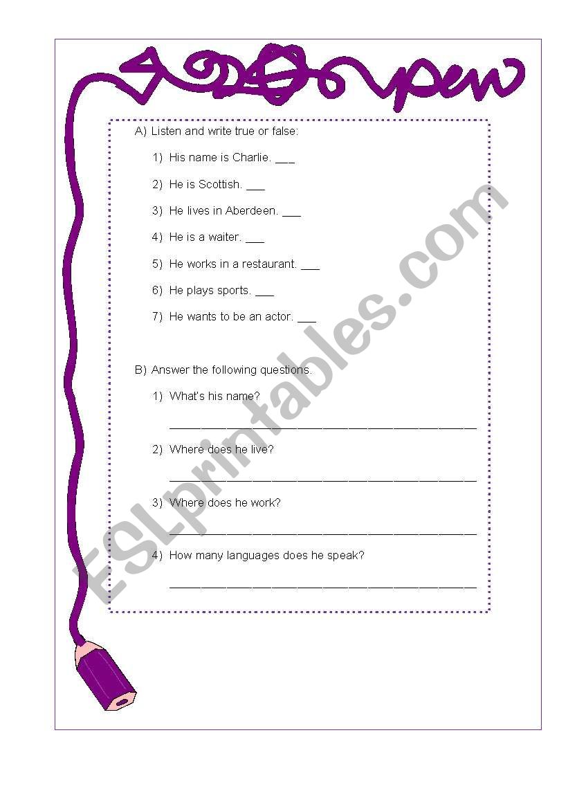 Listening Comprehension worksheet