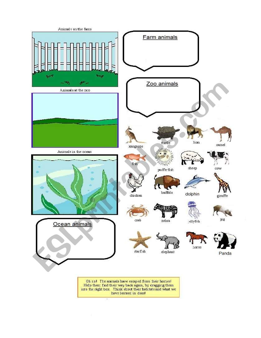 animal habitats worksheet