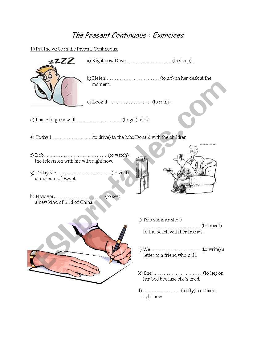 Exercices Present Continious worksheet