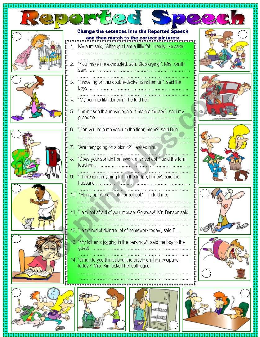 REPORTED SPEECH worksheet