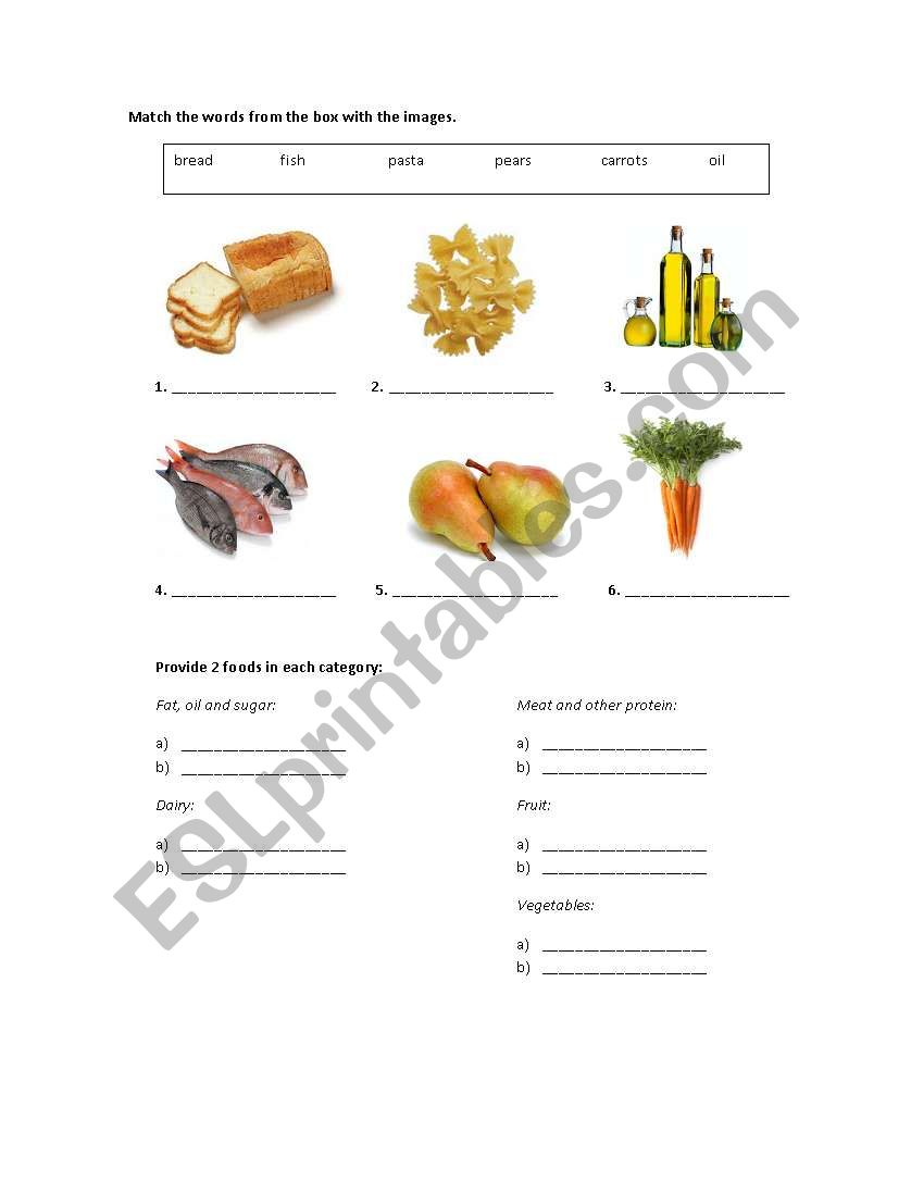 Food vocabulary worksheet