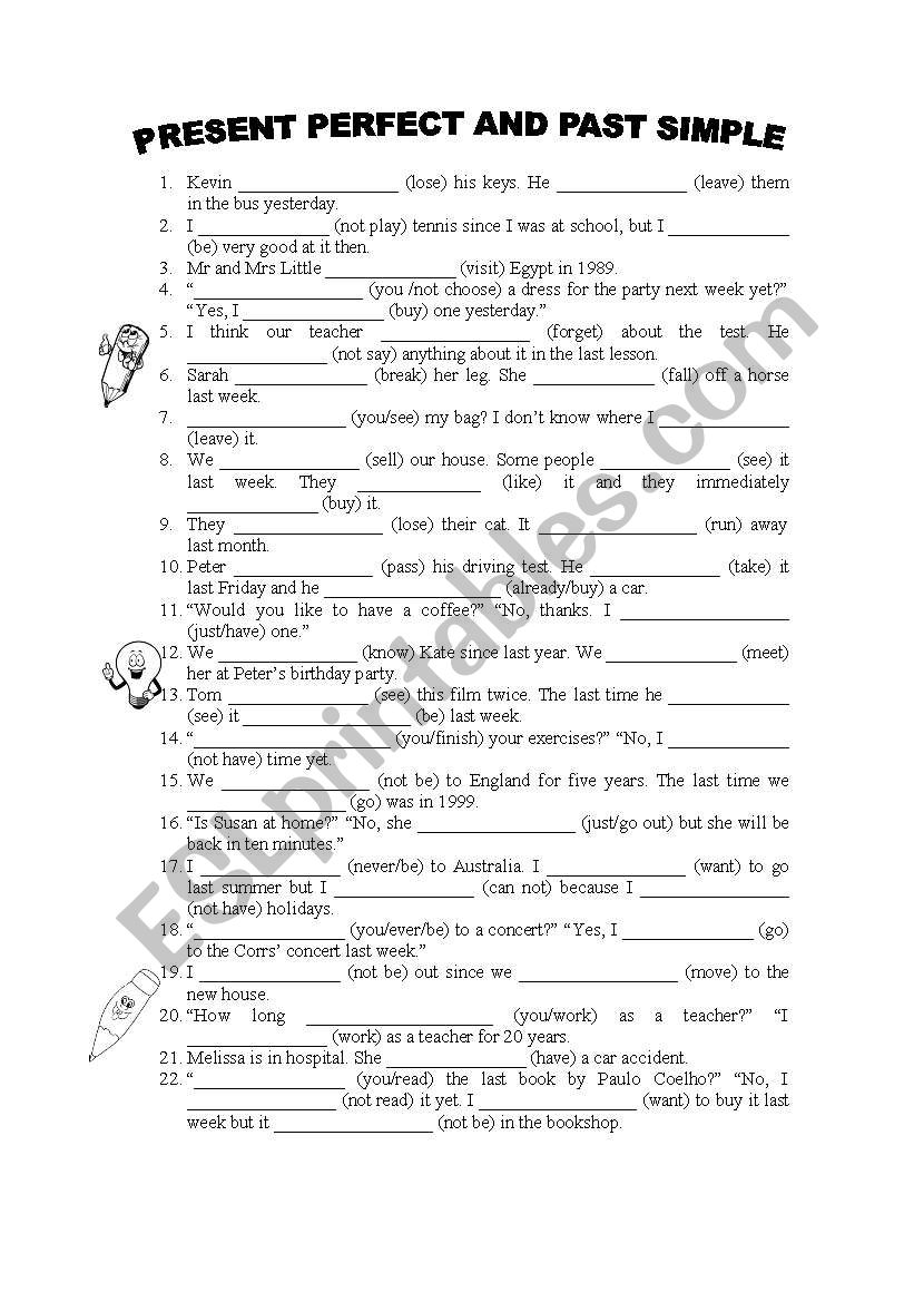 Present Perfect or Past Simple - ESL worksheet by pikola