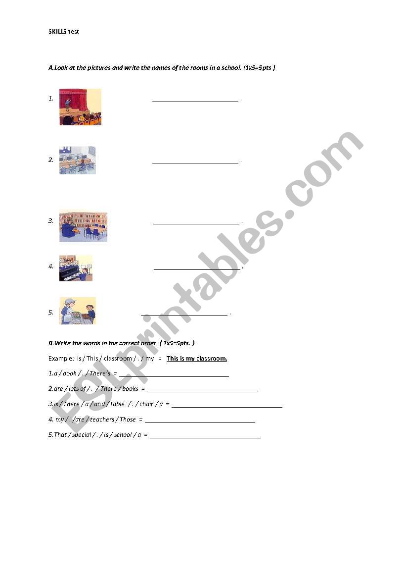 skills test worksheet