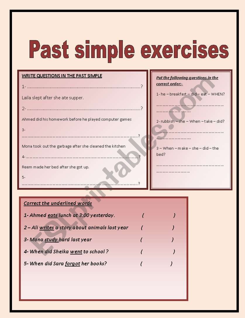 past simple tense worksheet