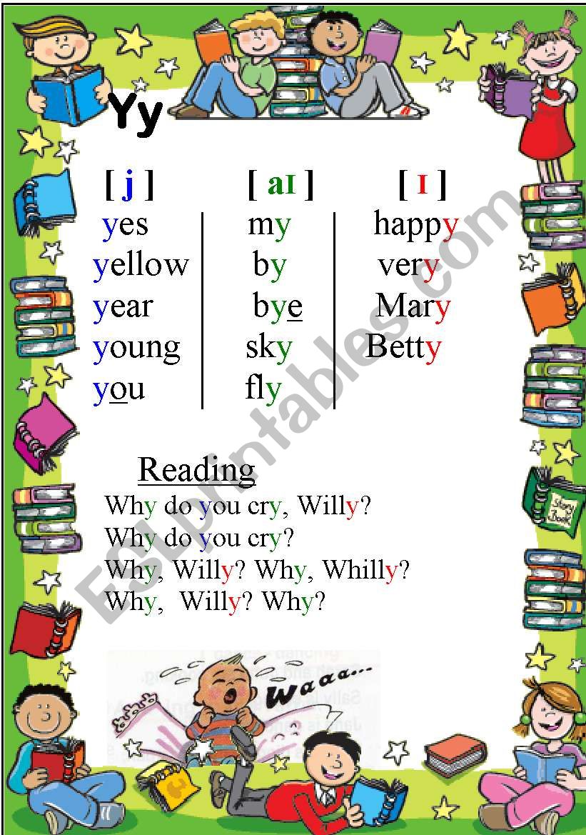 Learn to read Yy worksheet