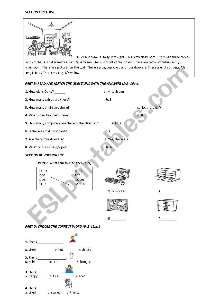 useful test for kids worksheet