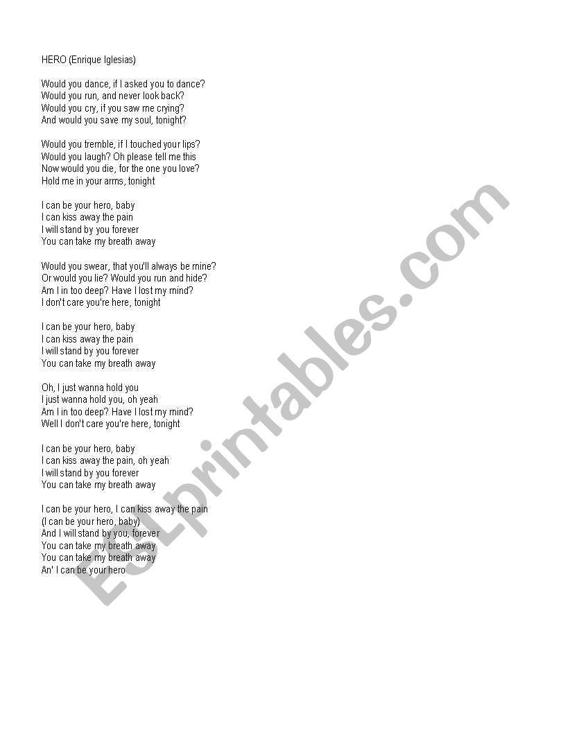 enrique iglesias song hero message enrique iglesias song hero message
