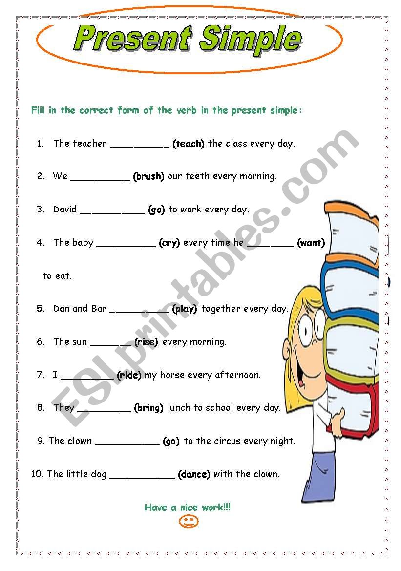 PRESENT SIMPLE  worksheet