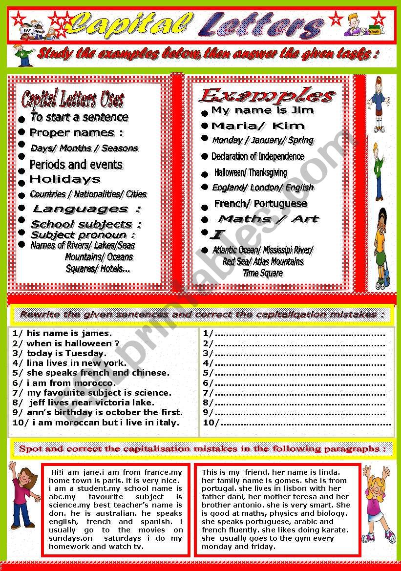 Capital letters worksheet