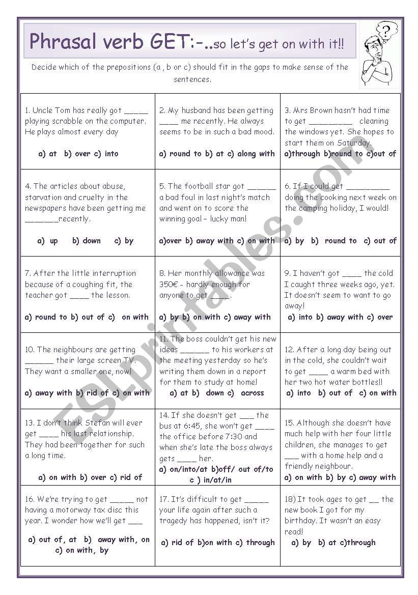 Phrasal verb GET worksheet