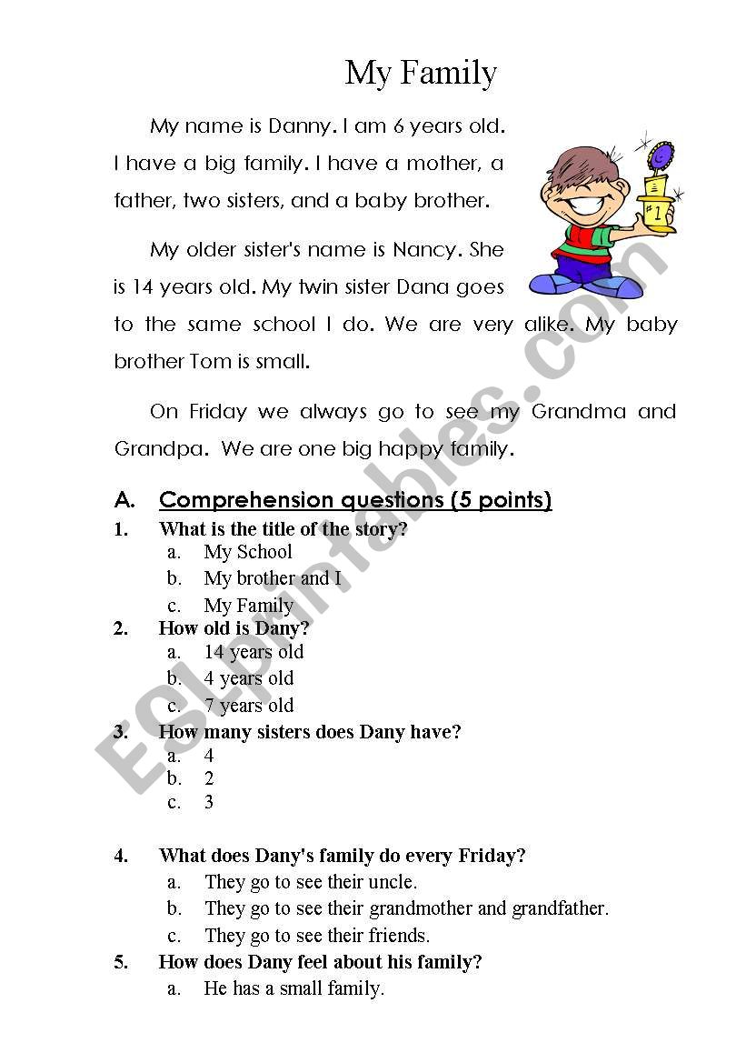 My Family worksheet