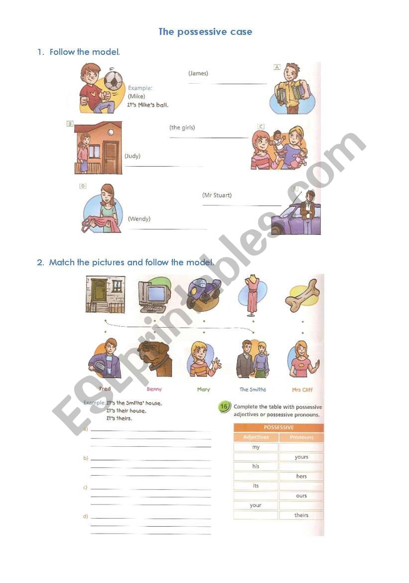 the possessive case worksheet