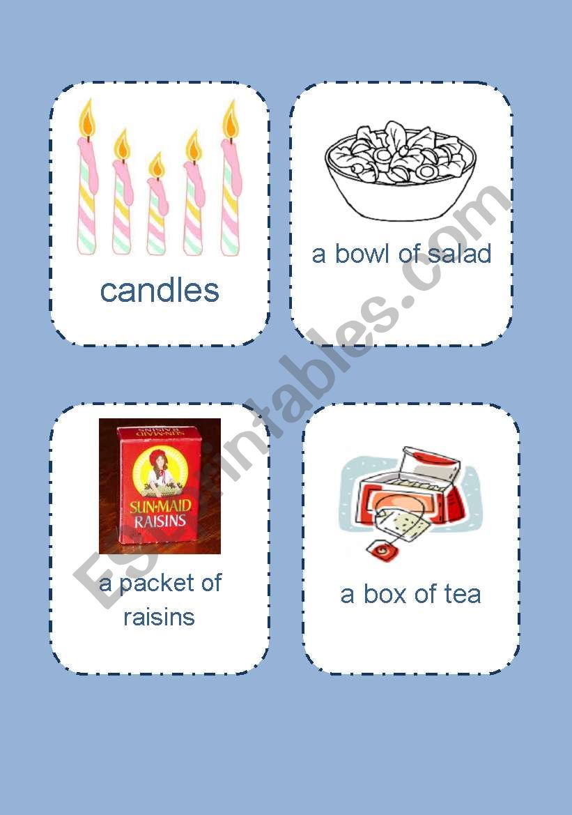 Containers Flashcards worksheet
