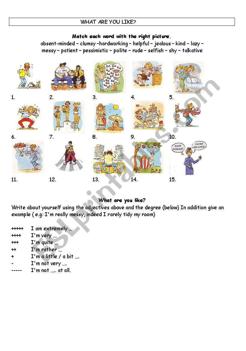 Moral description worksheet