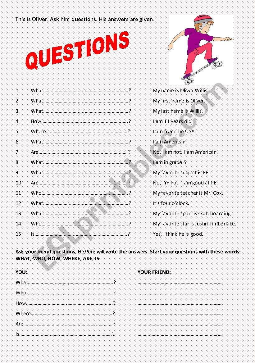 Asking Questions worksheet