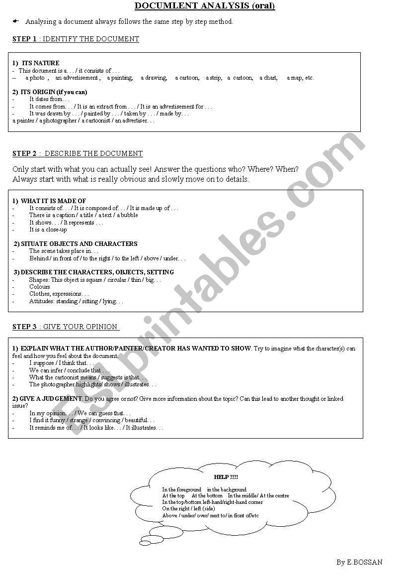 Methodology : Document analysis (oral)