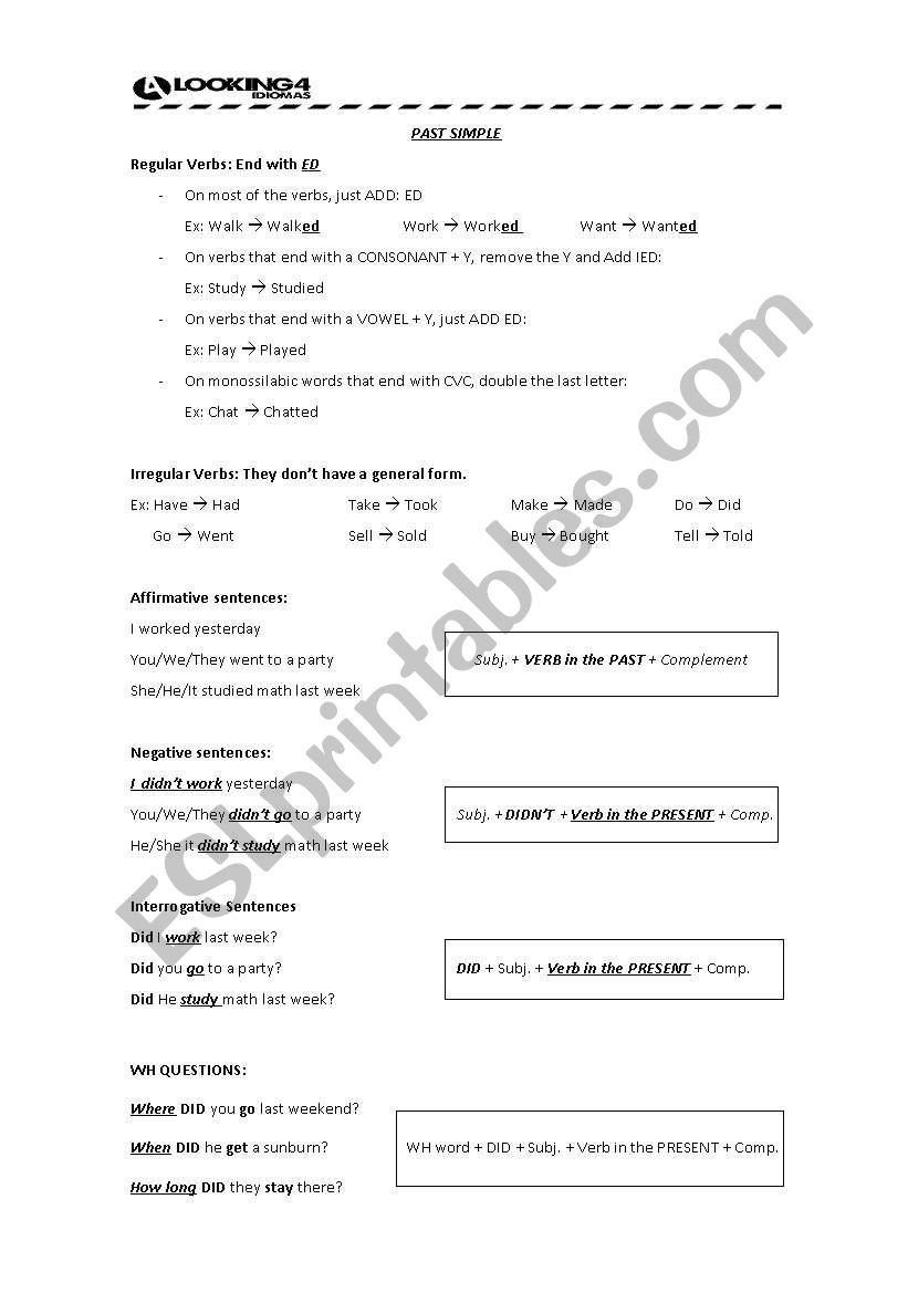 Simple Past worksheet