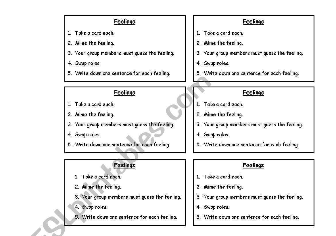 Feelings worksheet