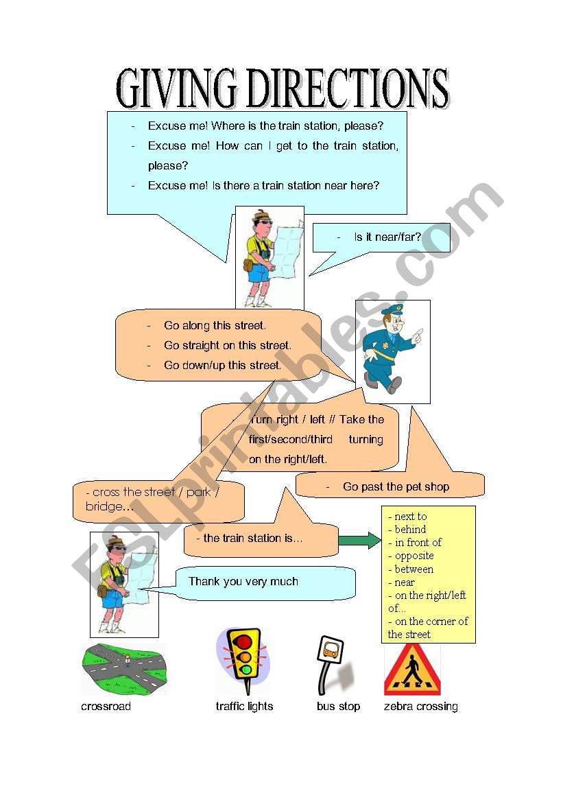 Giving directions worksheet