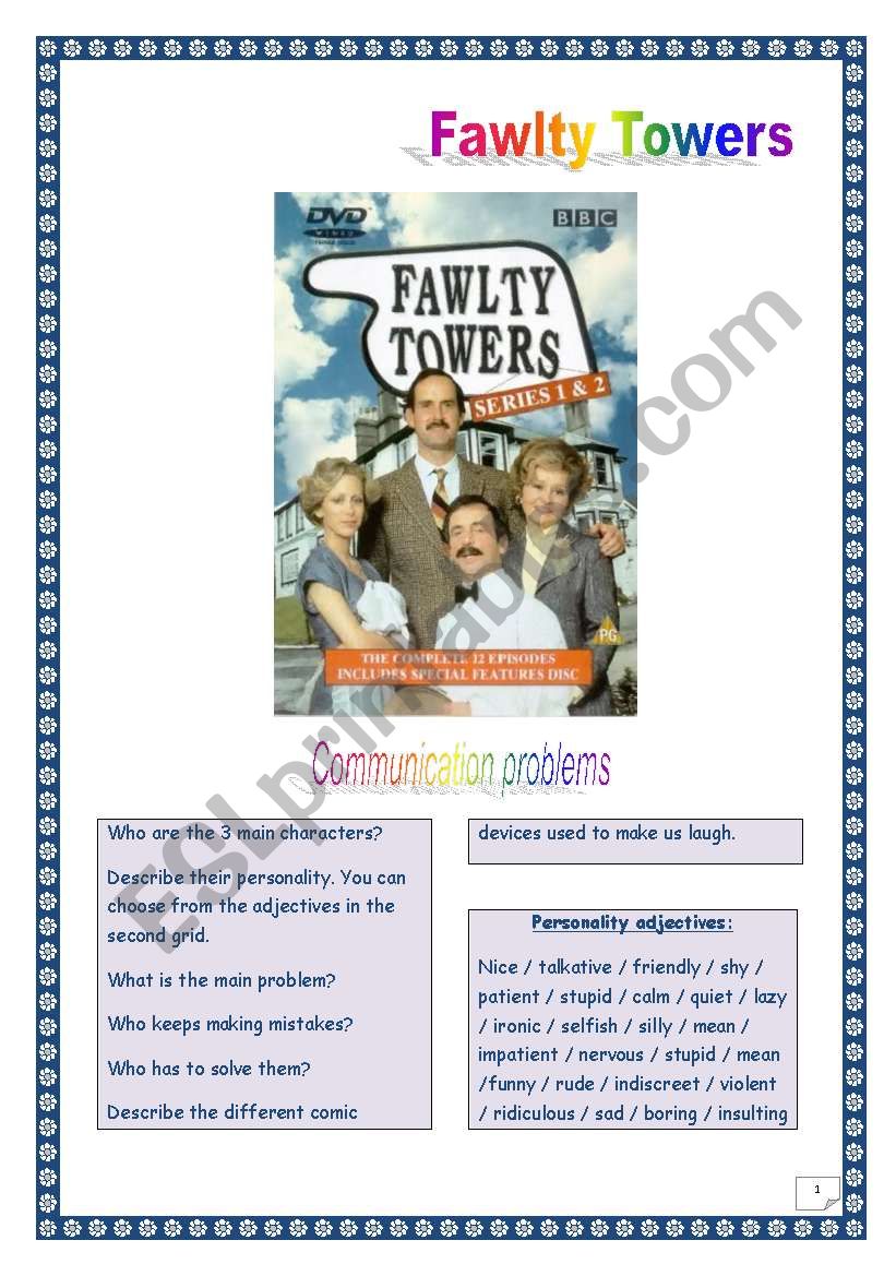 Fawlty Towers - Communication problems -BRITISH HUMOUR - Comprehensive KEY included.