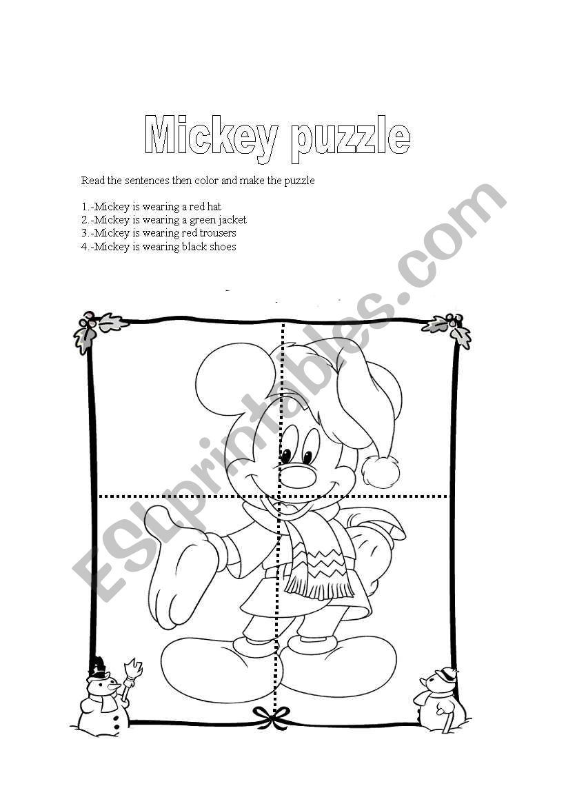 mickey christmas puzzle worksheet