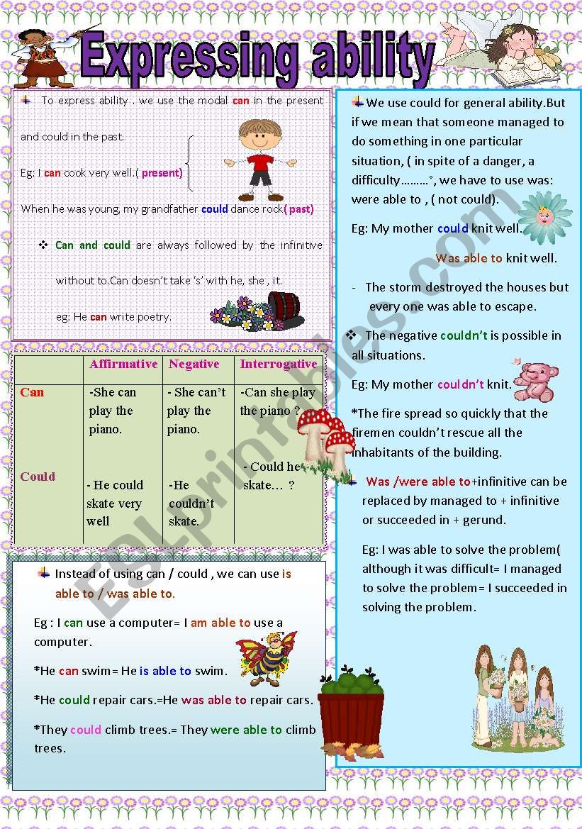 Expressing ability worksheet