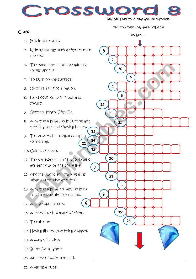 Crossword #8 (key included) worksheet
