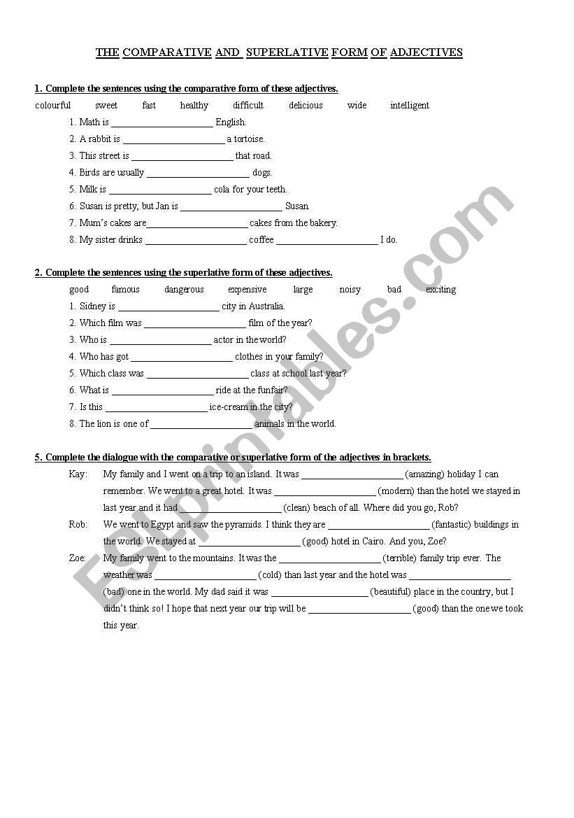 Revision of the comparative and superlative form of adjectives