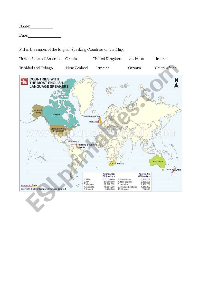 Map of English Speaking Countries