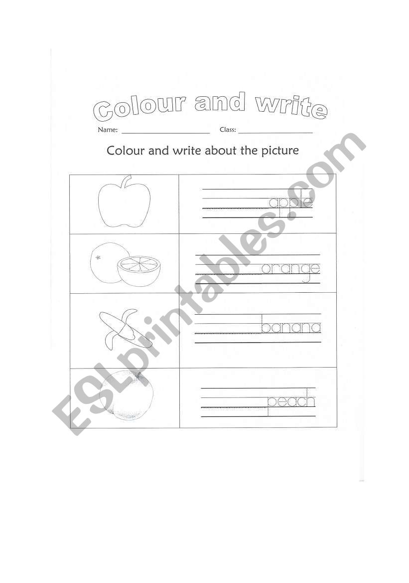 Colouring Fruits worksheet